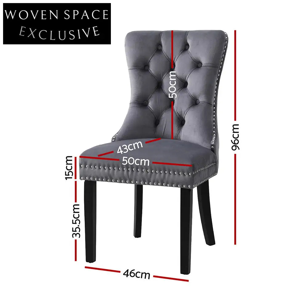 1 Set of 2 Artiss Dining Chairs Grey Velvet Dining Chairs