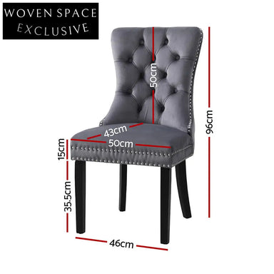 1 Set of 2 Artiss Dining Chairs Grey Velvet Dining Chairs