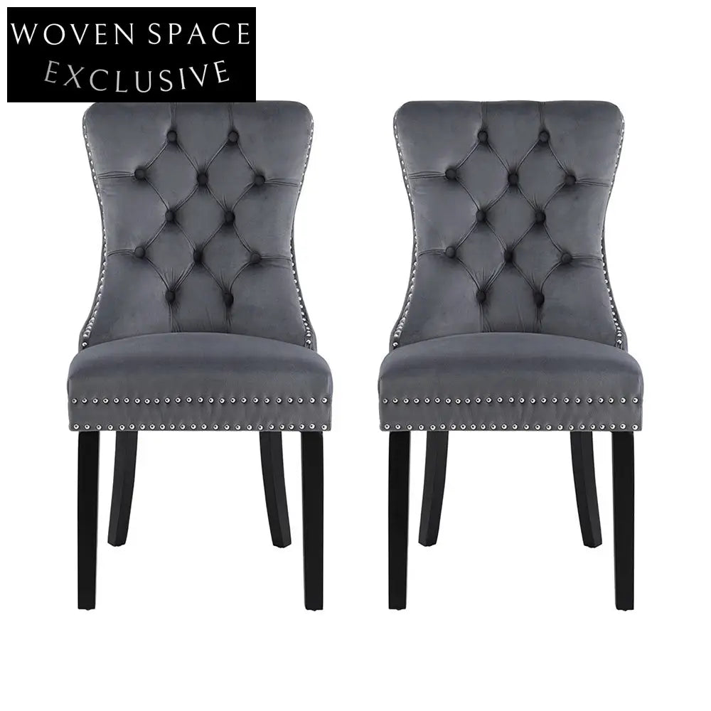 1 Set of 2 Artiss Dining Chairs Grey Velvet Dining Chairs