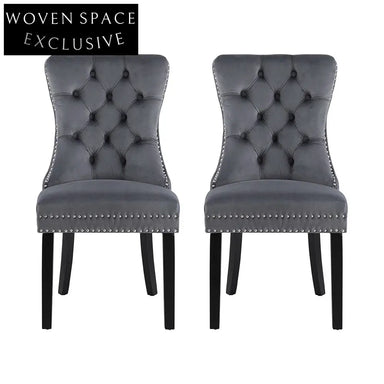 1 Set of 2 Artiss Dining Chairs Grey Velvet Dining Chairs