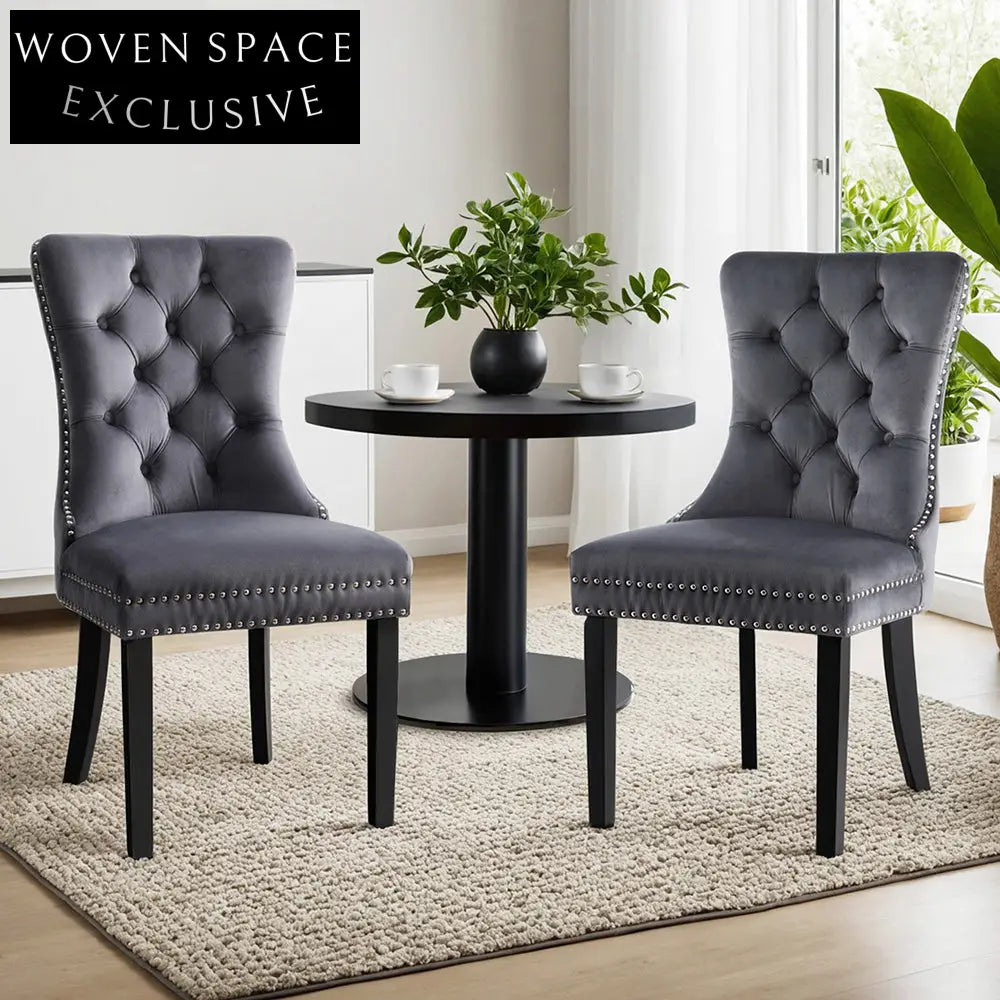 1 Set of 2 Artiss Dining Chairs Grey Velvet Dining Chairs