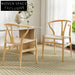1 Set of 2 Artiss Dining Chairs Wooden Rattan Seat Wishbone Back Dining Chairs