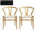 1 Set of 2 Artiss Dining Chairs Wooden Rattan Seat Wishbone Back Dining Chairs