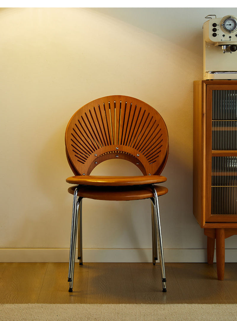 Retro solid wood shell chair home