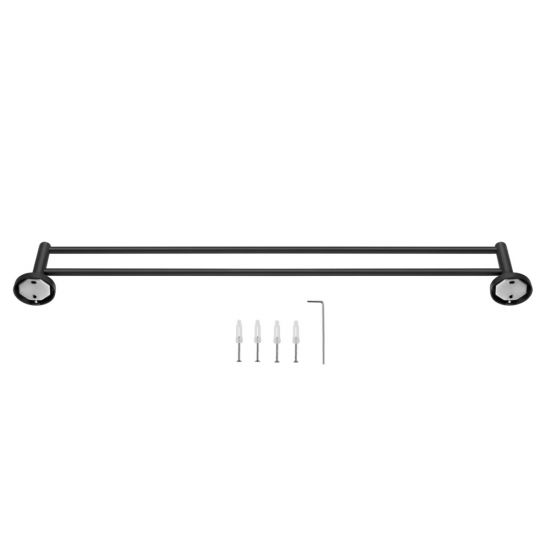 LUCID PIN Series Black Double Towel Rail 800mm