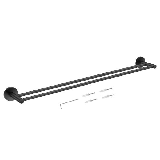 LUCID PIN Series Black Double Towel Rail 800mm