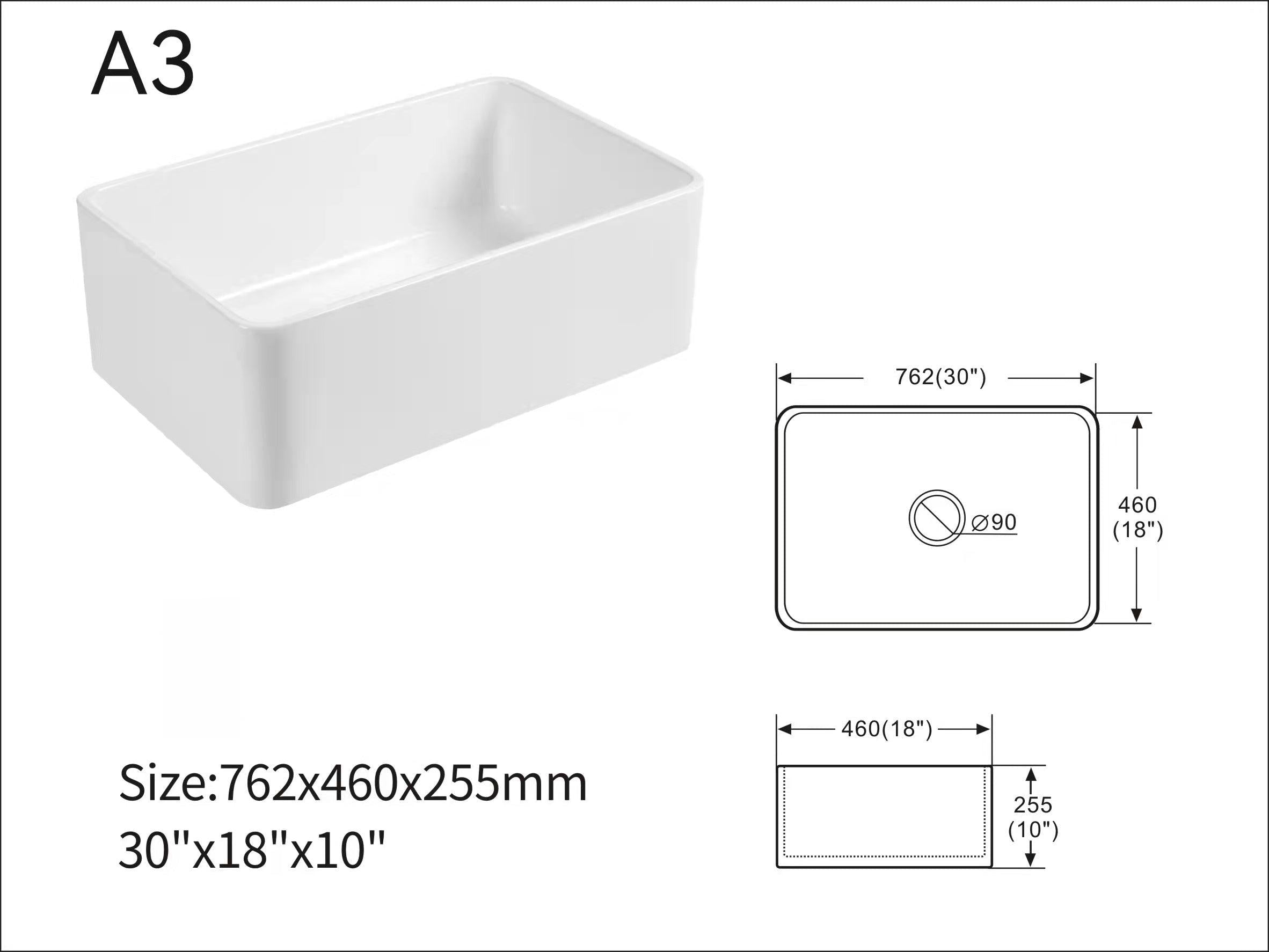 Francesco Semi-Embedded Ceramic Sink, Single Trough Vegetable Basin