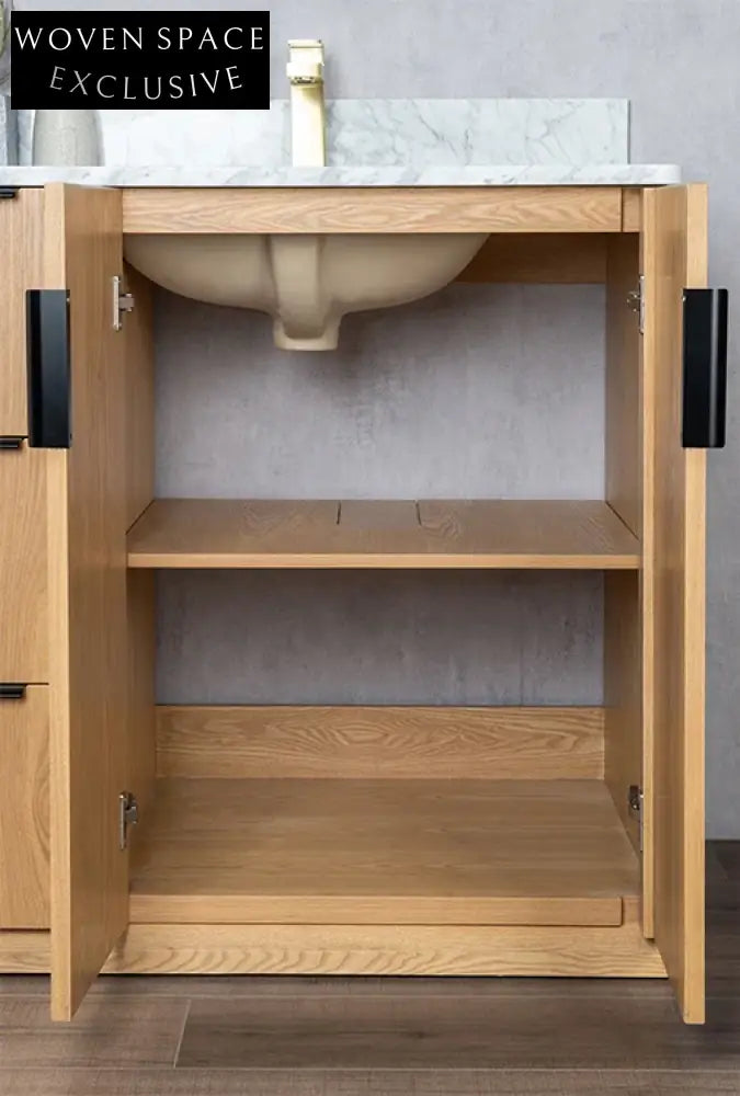 152 cm Modern Double-Sink Bathroom Vanity, Floor Mounted Wood Cabinet