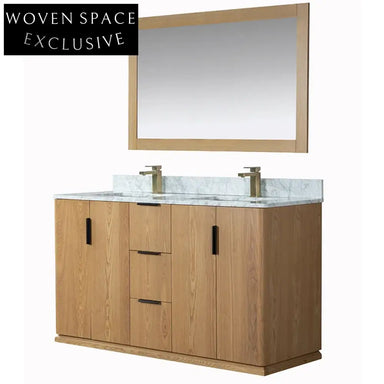 152 cm Modern Double-Sink Bathroom Vanity, Floor Mounted Wood Cabinet