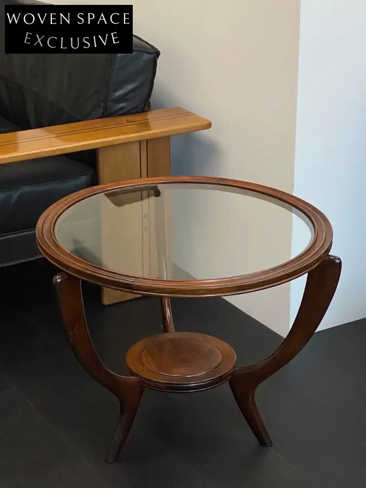 Authentic 1950s Italian Mid-Century Teak Wood Round Coffee Table