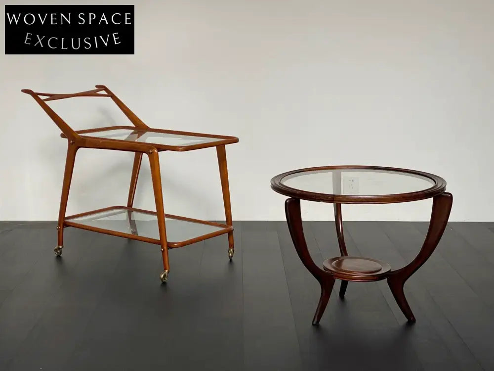 Authentic 1950s Italian Mid-Century Teak Wood Round Coffee Table