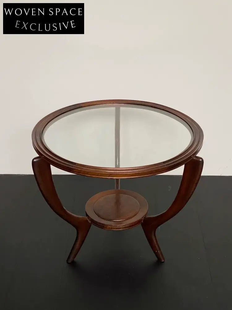 Authentic 1950s Italian Mid-Century Teak Wood Round Coffee Table