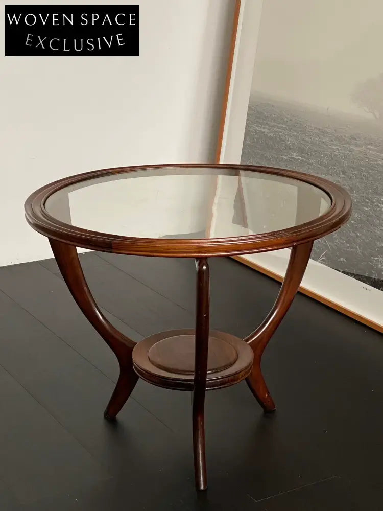 Authentic 1950s Italian Mid-Century Teak Wood Round Coffee Table