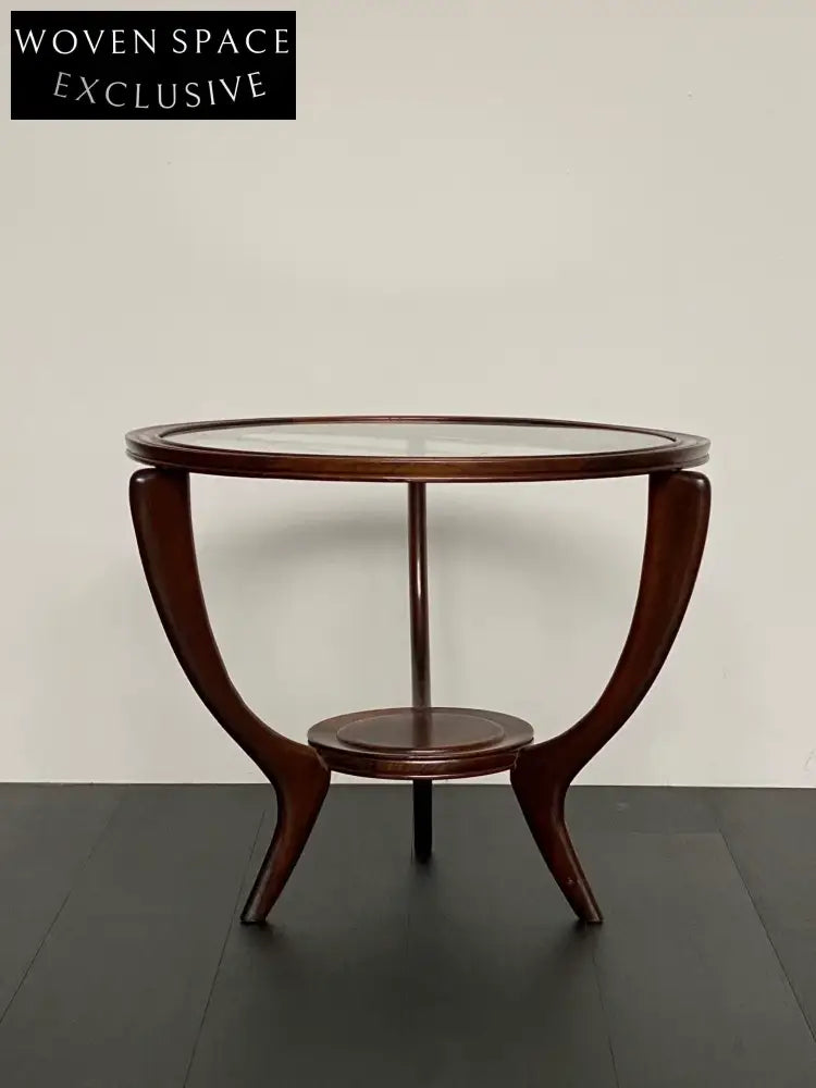 Authentic 1950s Italian Mid-Century Teak Wood Round Coffee Table