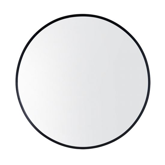 800x800x40mm Black Aluminum Framed Round Bathroom Wall Mirror with Brackets