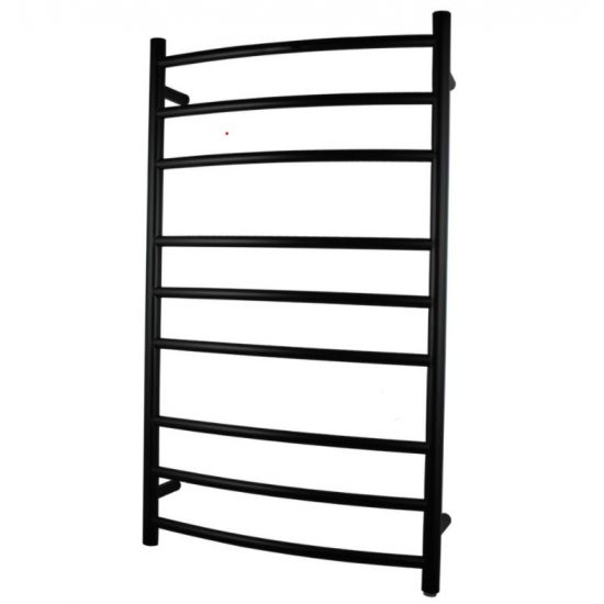 Round Black Electric Heated Towel Rack 9 Bars