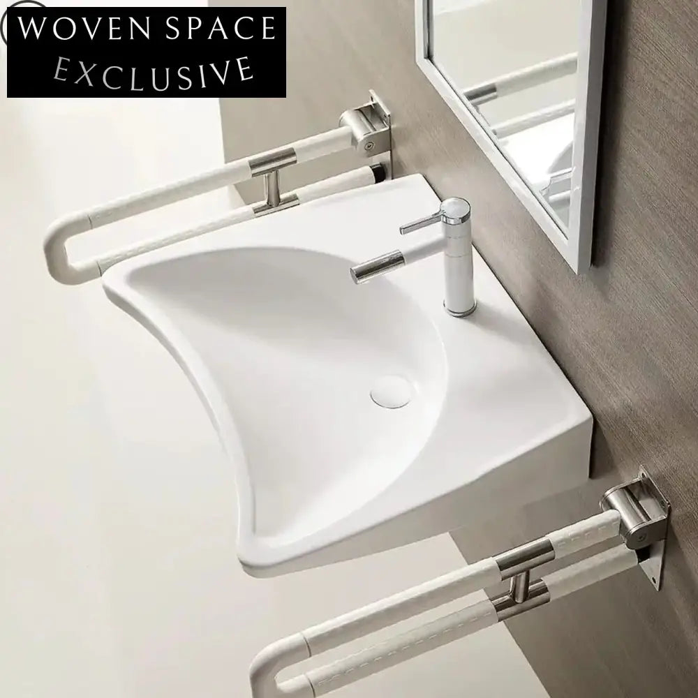 24-inch Slim Rim Porcelain Wall-Mount ADA Compliant Wheelchair Accessible Bathroom Sink