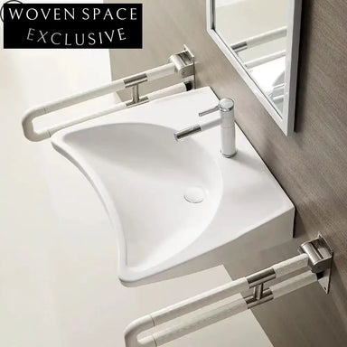 24-inch Slim Rim Porcelain Wall-Mount ADA Compliant Wheelchair Accessible Bathroom Sink