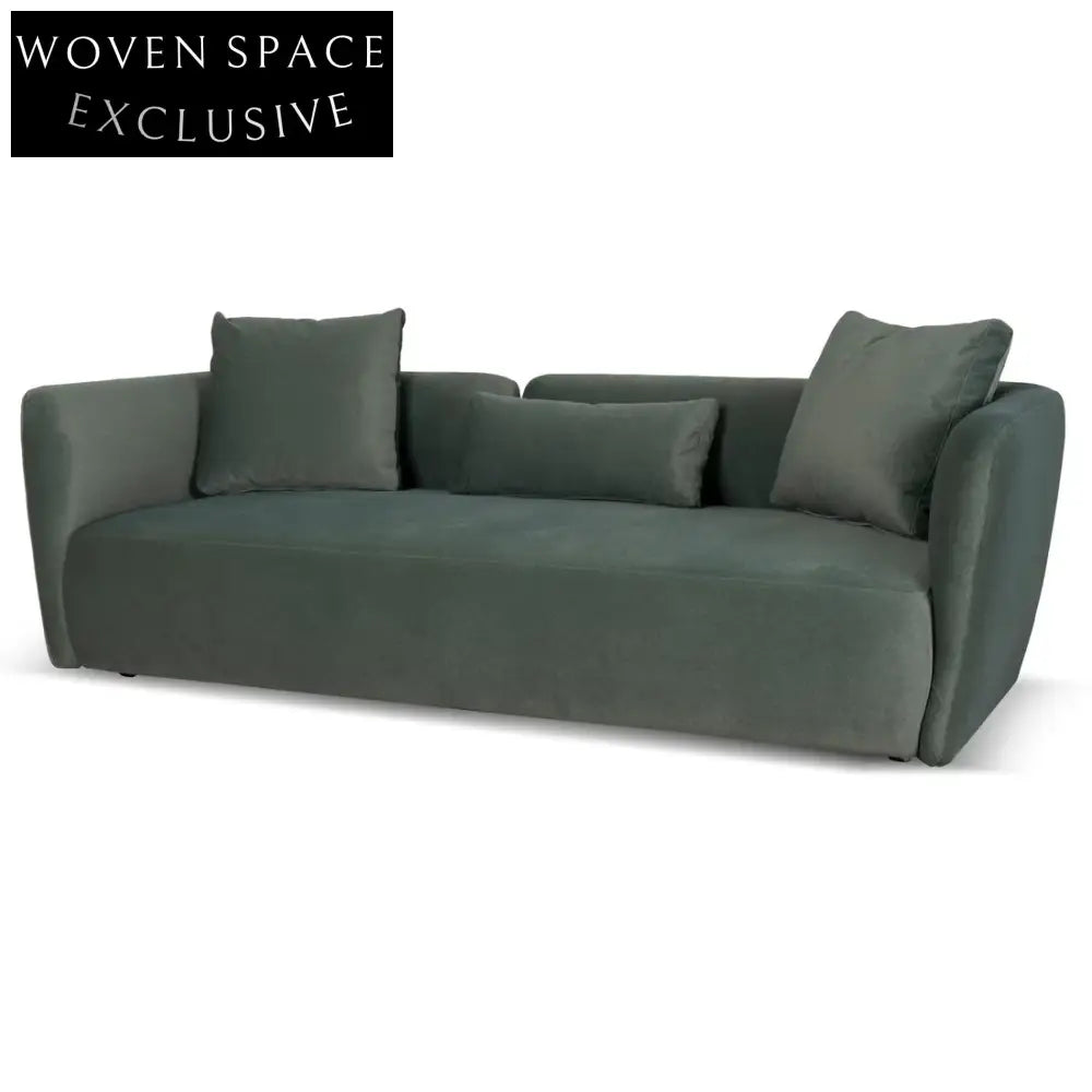 3 Seater Fabric Sofa - Burnt Green Stool