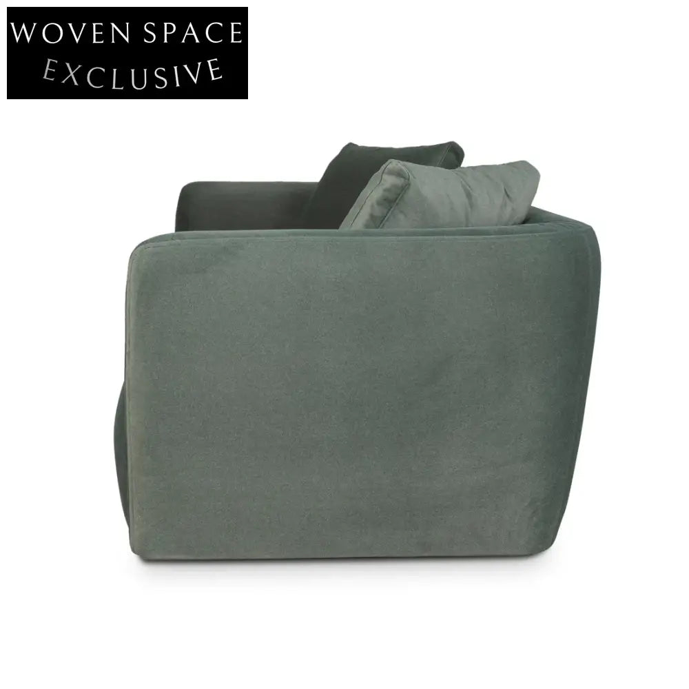 3 Seater Fabric Sofa - Burnt Green Stool