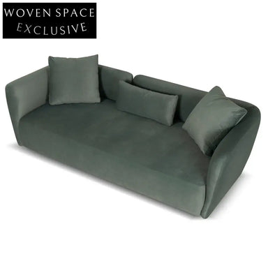 3 Seater Fabric Sofa - Burnt Green Stool