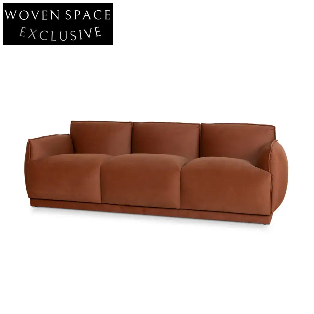 3 Seater Sofa - Rustic Burnt Orange Stool