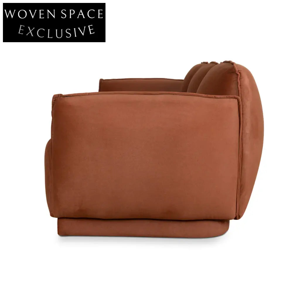 3 Seater Sofa - Rustic Burnt Orange Stool