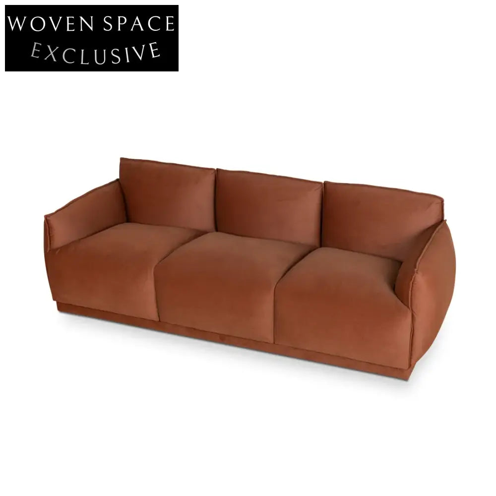 3 Seater Sofa - Rustic Burnt Orange Stool