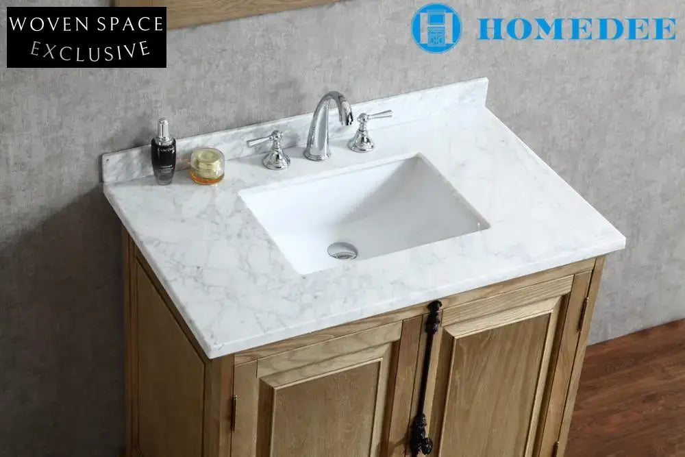 36-inch Antique Wood Texture Bathroom Vanity Cabinet with CUPC Sinks Mirror