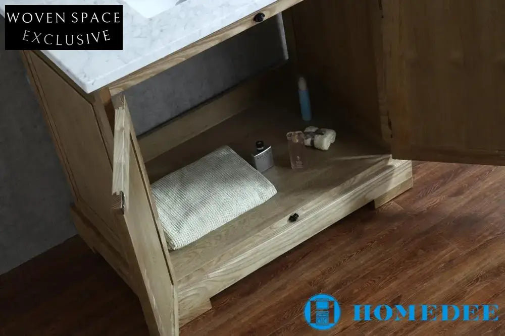 36-inch Antique Wood Texture Bathroom Vanity Cabinet with CUPC Sinks Mirror