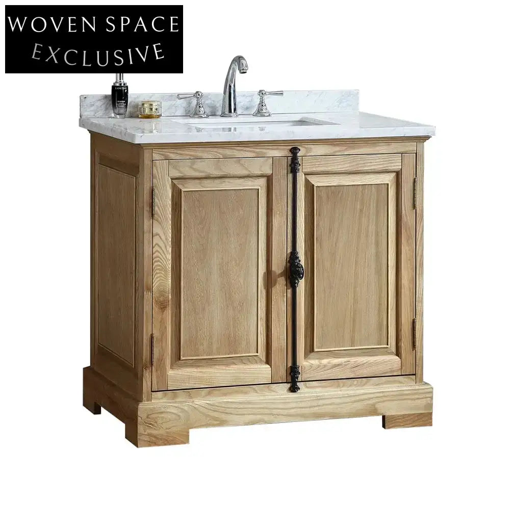 36-inch Antique Wood Texture Bathroom Vanity Cabinet with CUPC Sinks Mirror