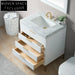 36 Inch Floating Marble Top Plywood Bathroom Vanity Unit With Sink