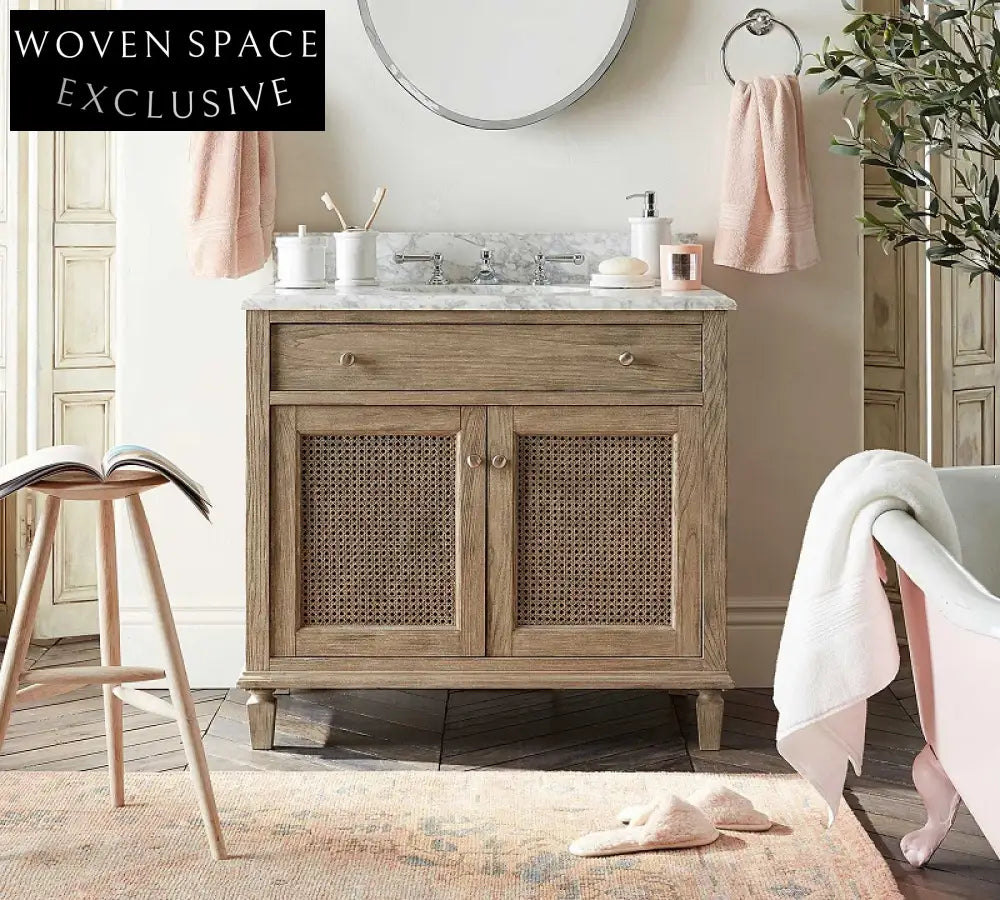 36 Inch Modern American Style Solid Wood Floor Mount Bathroom Vanity Cabinet