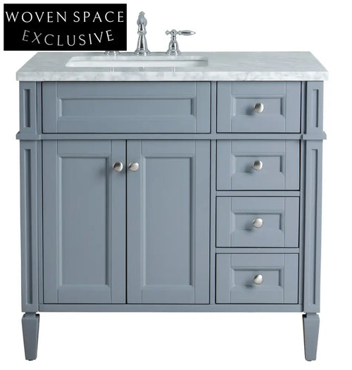 36 Inch Modern Single Basin Bathroom Vanity Cabinet with Mirror