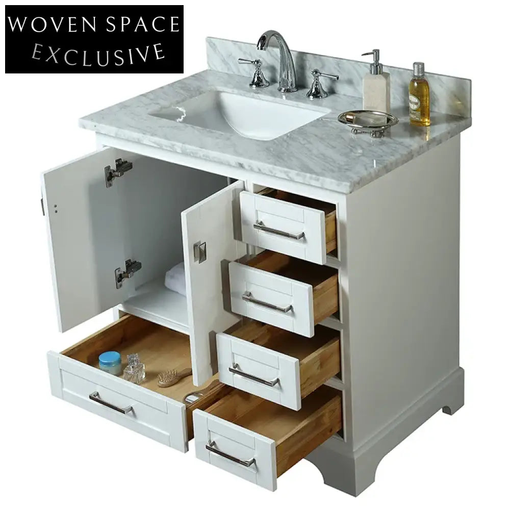 36 Inch Modern White European Style Bathroom Storage Vanity Cabinet