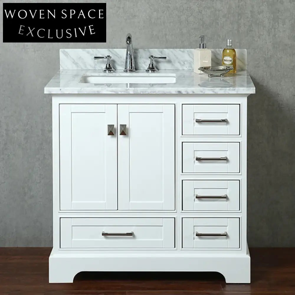 36 Inch Modern White European Style Bathroom Storage Vanity Cabinet