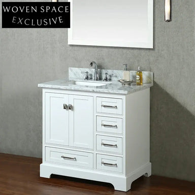 36 Inch Modern White European Style Bathroom Storage Vanity Cabinet