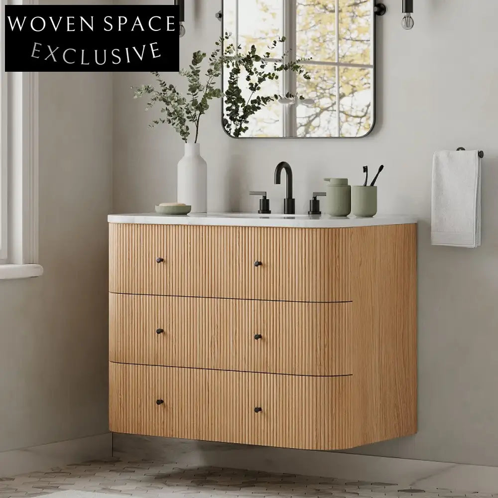 36 Inch Solid Wood Single Sink Wall-Mount Bathroom Vanity