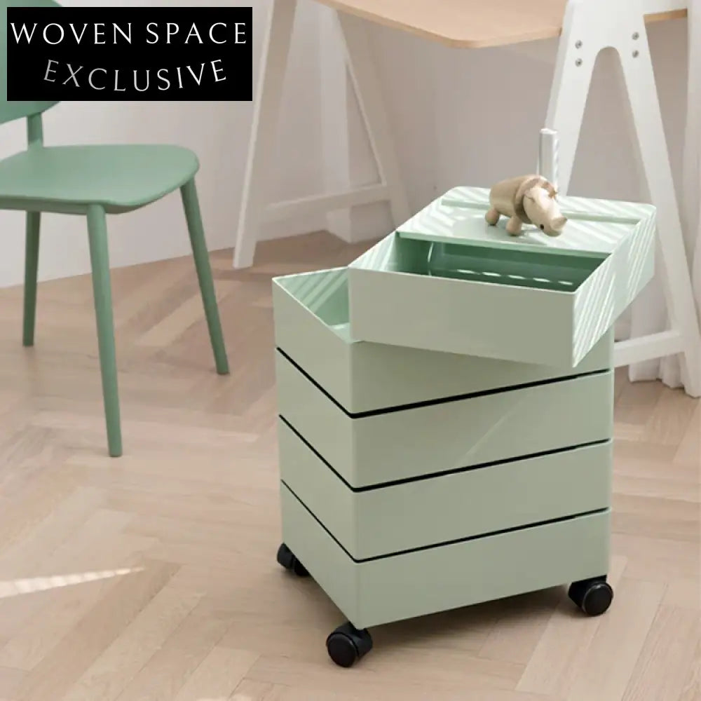 360° Rotating Movable Bedside Table Multi-Layer Storage Drawer Cabinet