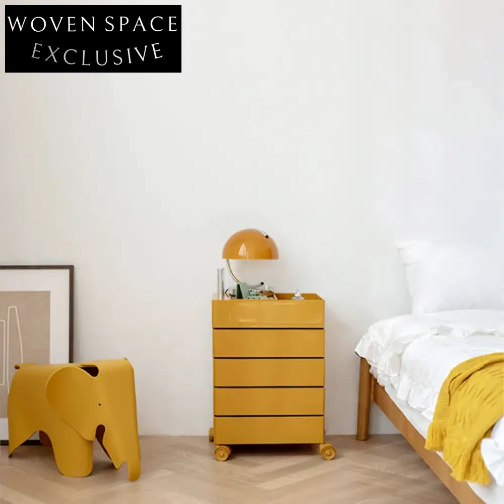 360° Rotating Movable Bedside Table Multi-Layer Storage Drawer Cabinet