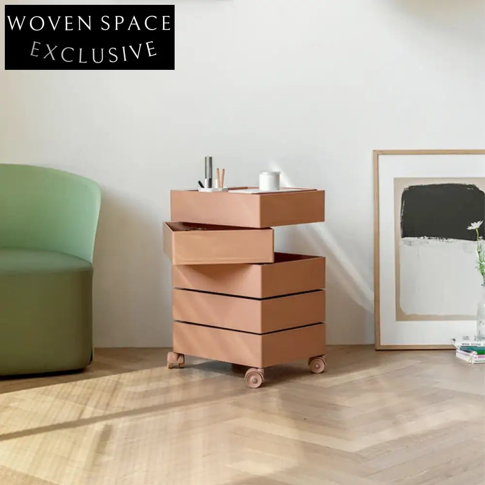 360° Rotating Movable Bedside Table Multi-Layer Storage Drawer Cabinet