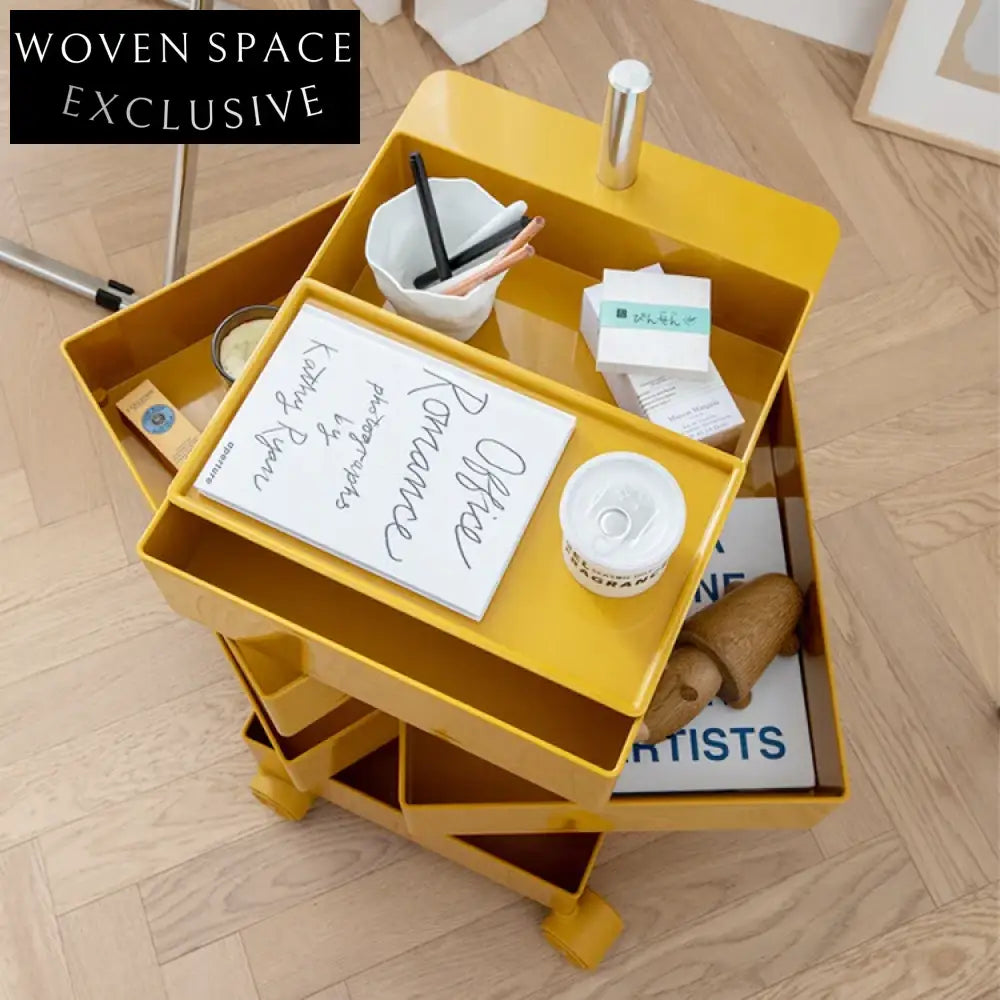 360° Rotating Movable Bedside Table Multi-Layer Storage Drawer Cabinet