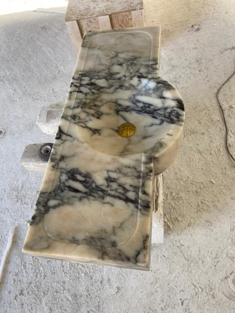 Pietro Violet Wall-Mounted Marble Sink, Natural Stone Vanity