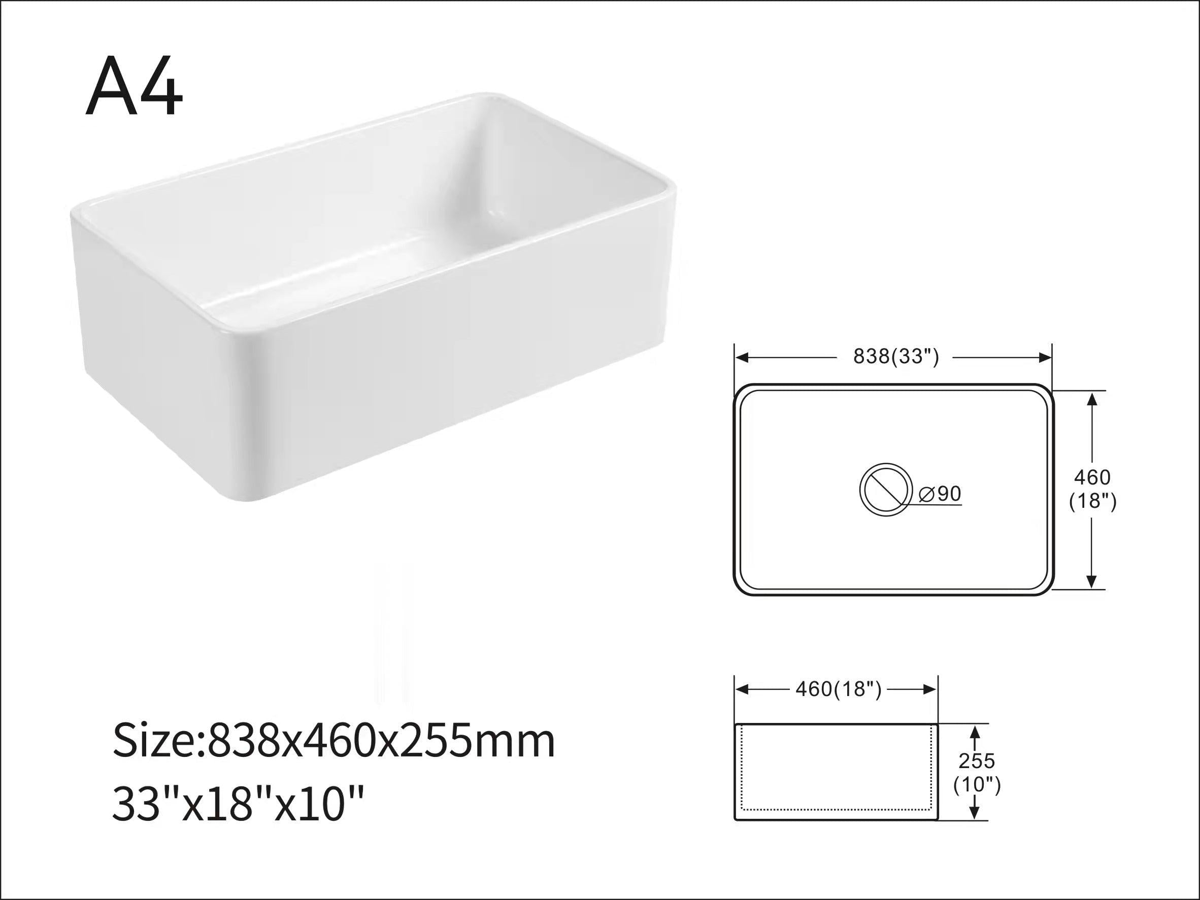 Francesco Semi-Embedded Ceramic Sink, Single Trough Vegetable Basin