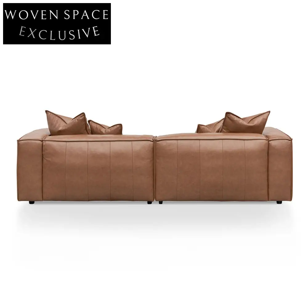 4 Seater Sofa with Cushion and Pillow - Caramel Brown Sofa