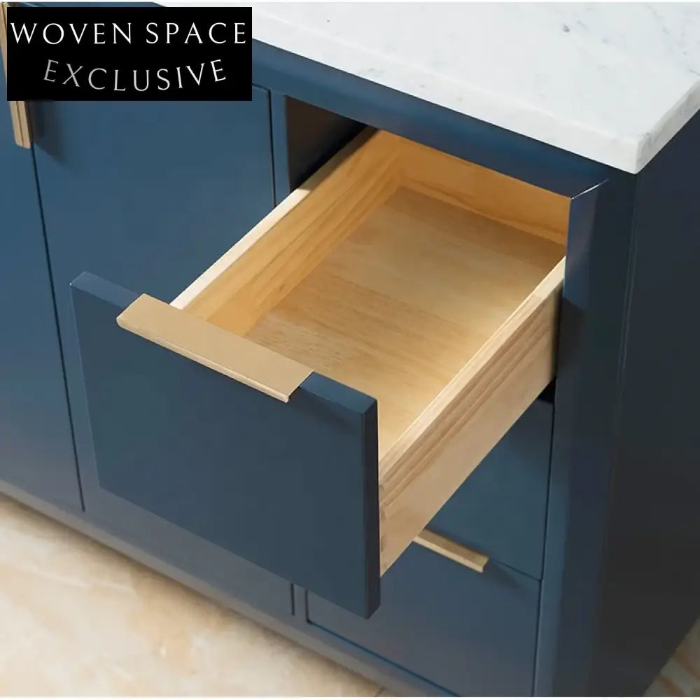 48-Inch Dark Blue Modern Bathroom Vanity Cabinet with Lacquer Finish