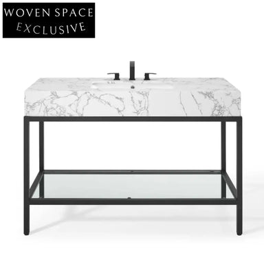 48-Inch Modern Black Bathroom Vanity Cabinet with Ample Storage