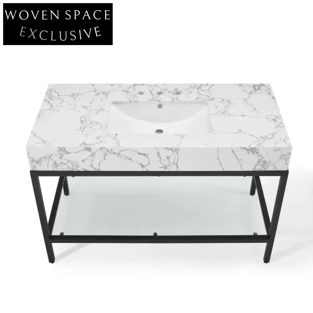 48-Inch Modern Black Bathroom Vanity Cabinet with Ample Storage