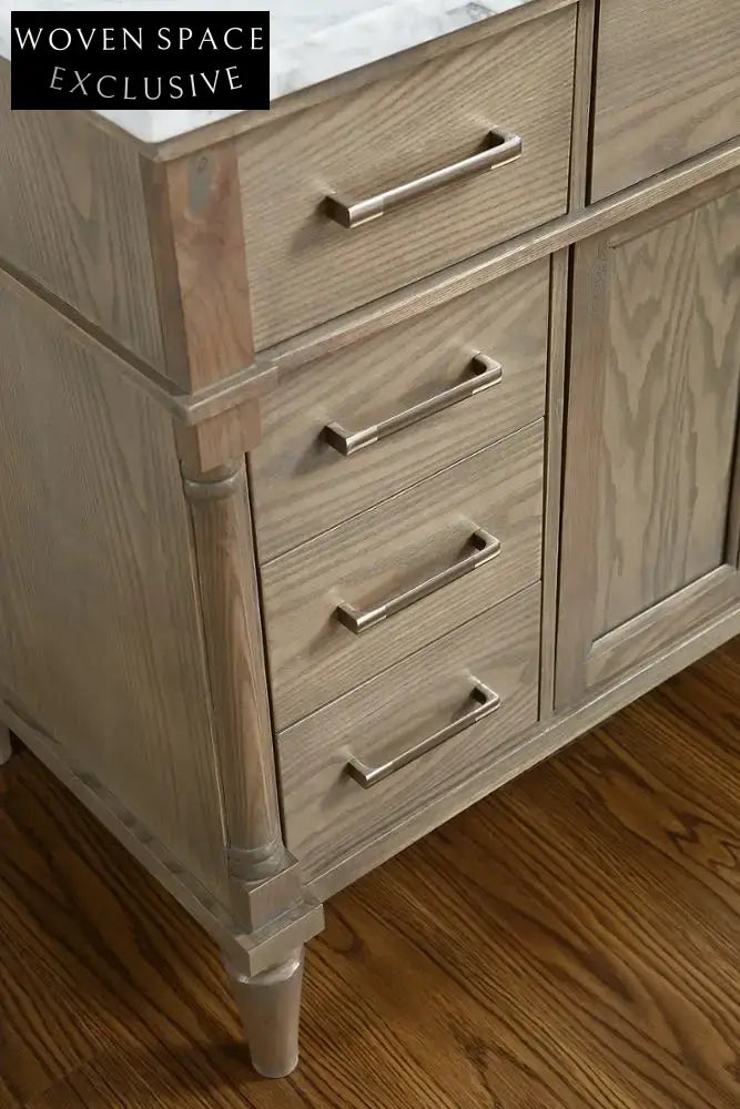 48-inch Modern Weathered Oak Floor Mounted Double Sink Bathroom Vanity