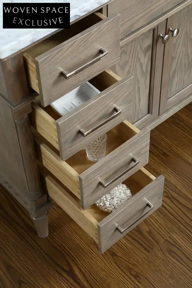 48-inch Modern Weathered Oak Floor Mounted Double Sink Bathroom Vanity